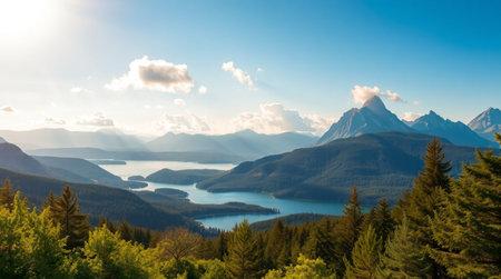Mountains and lake