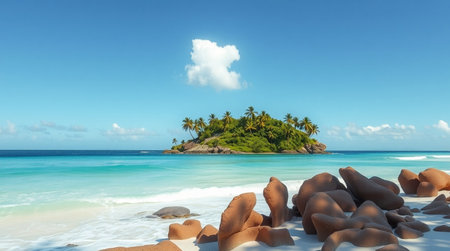 Tropical island at Seychelles, Anse Lazioの写真素材