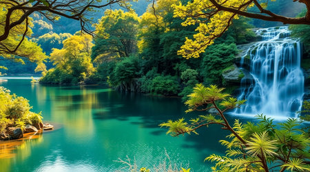 Beautiful waterfall in Plitvice Lakes National Park, Croatia.
