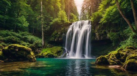 Beautiful waterfall in the forest. Beautiful waterfall in the forest.