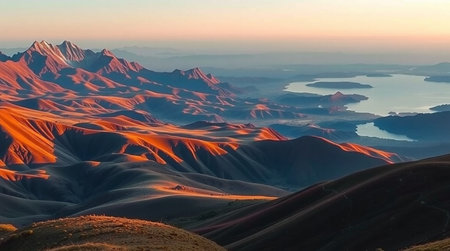 Sunset in the mountains of the Altai Republic, Russia.の写真素材