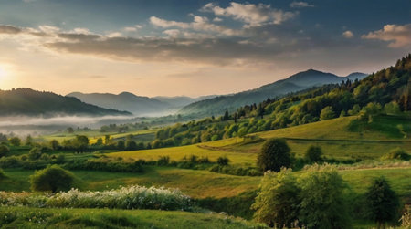 Beautiful summer landscape in the Carpathian Mountains, Ukraine.の写真素材