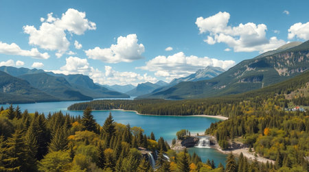 Panoramic view of Lake Louise, Banff National Park, Alberta, Canada