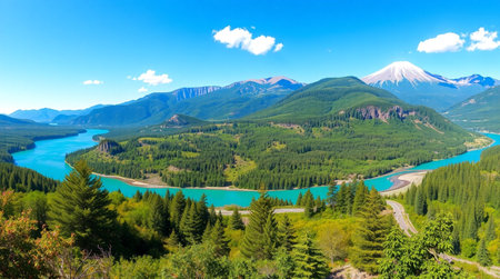 Mt. Hood and the Blue Lakeの写真素材
