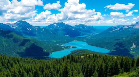 Panoramic view of Lake Louise in Banff National Park, Alberta, Canada