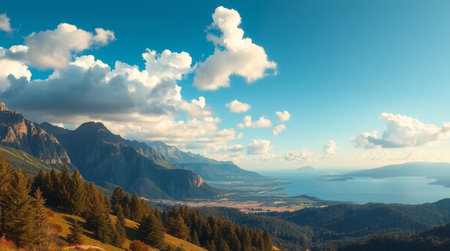 panoramic view of the Alps and Lake Lucerne, Switzerlandの写真素材