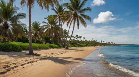 Tropical beach in Dominican Republic. Panoramic view.の写真素材