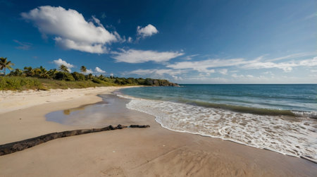 beautiful beach and tropical sea in summer season, panoramic viewの写真素材
