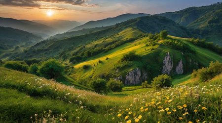 Beautiful summer landscape in the Carpathian Mountains, Ukraine.の写真素材
