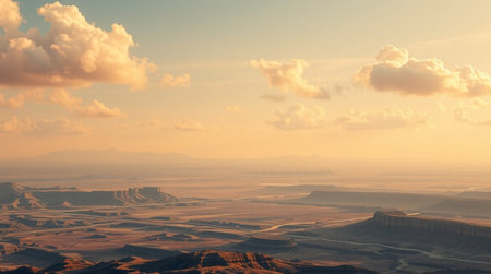 Beautiful panoramic view of the desert at sunsetの写真素材