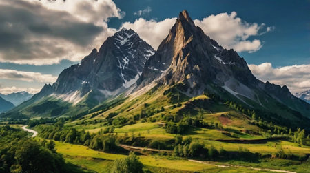 Panoramic view of the mountains in Italy.の写真素材