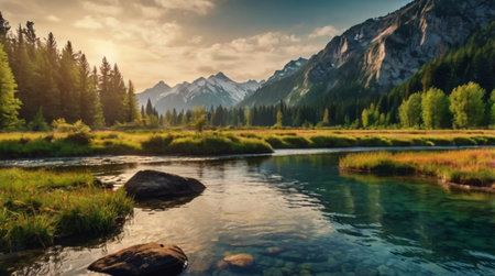 Mountain river in the mountains. Altai, Siberia, Russia
