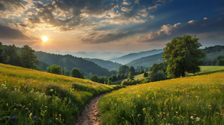 Beautiful summer landscape in the Carpathian Mountains, Ukraine.の写真素材