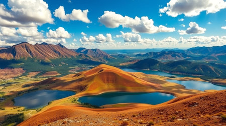 Beautiful lake in the mountains. Panoramic view of the lake.の写真素材