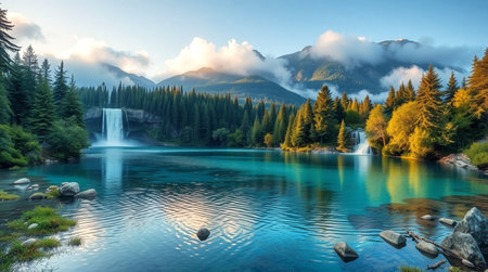 Panoramic view of turquoise waterの写真素材