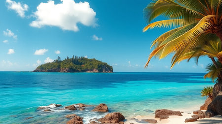 Tropical beach at Seychelles, Praslin