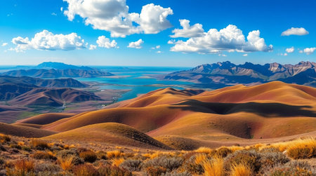 Panoramic view of sand dunesの写真素材