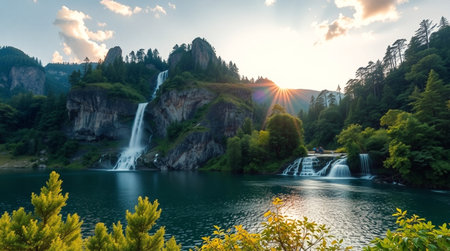 Waterfalls in the Plitvice Lakes National Park, Croatia.の写真素材