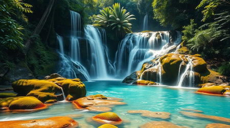 Beautiful waterfall in tropical forest. Waterfall in deep forest.の写真素材