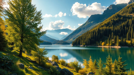 Mountain lake in the highlands of the Altai Republic.