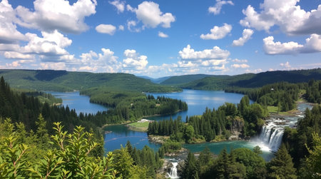 Panoramic view of Plitvice Lakes National Park, Croatiaの写真素材