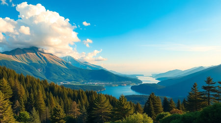 Panoramic view of Lake Wakatipu, Queenstown, New Zealandの写真素材
