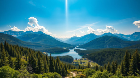 Panoramic view of Banff National Park, Alberta, Canadaの写真素材