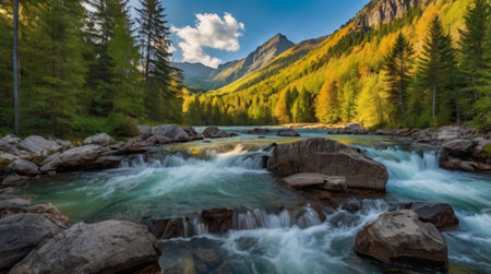 Beautiful view of the mountain river.