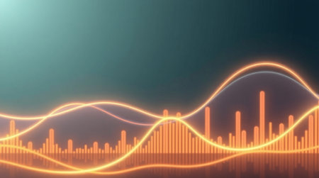 3d illustration of sound waveform over dark background with copy space