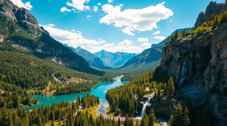 Beautiful view of the turquoise lake in the mountains.の写真素材