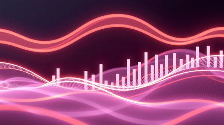 Futuristic technology wave background with glowing lines. 3d renderingの写真素材