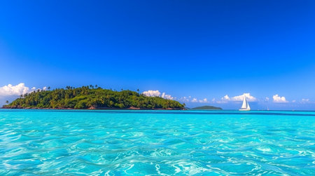 Panoramic view of Seychelles islands on a sunny dayの写真素材