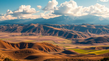 Mongolian landscape in the morning light. Panoramic viewの写真素材