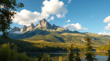 Beautiful alpine lake in the mountains.