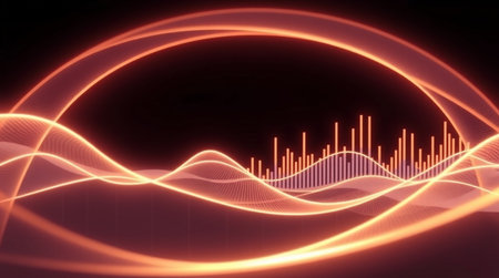abstract orange sound wave technology illustration background new quality universal colorful joyful stock imageの写真素材