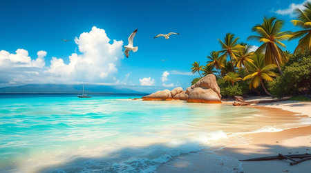 Anse Lazio beach at Seychelles - nature backgroundの写真素材