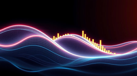 abstract wave music equalizer on a dark background. vector illustration