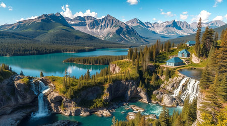 Banff National Park, Alberta, Canada. Picturesque panoramic view of Banff National Park in Alberta, Canada.の写真素材