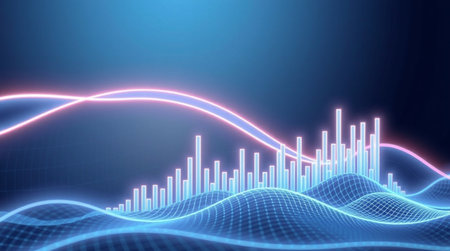 3d rendering of sound wave in blue background. Sound wave in blue background