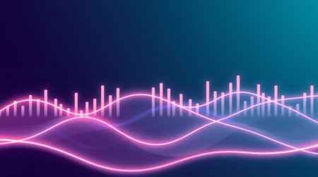 Neon equalizer wave background. Sound wave equalizer technology. Vector illustration