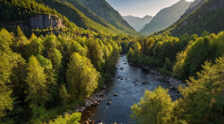 Mountain river in the highlands of the Altai Republic.の写真素材