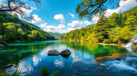 Landscape view of Plitvice Lakes National Park, Croatia.の写真素材