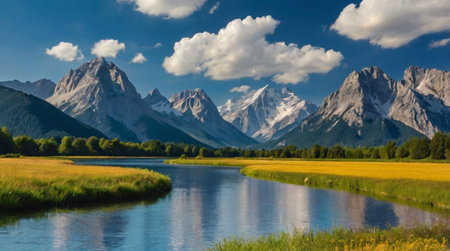 Beautiful panoramic view of the Grand Teton National Park, Wyoming