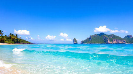 Beautiful tropical beach at Seychelles, Praslinの写真素材