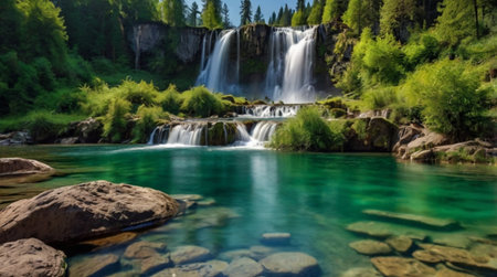 Waterfall in Plitvice Lakes National Park (Croatia)の写真素材