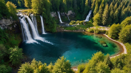 Waterfall in Plitvice Lakes National Park (Croatia)の写真素材