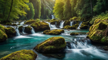 Beautiful waterfall in the Plitvice Lakes National Park, Croatia