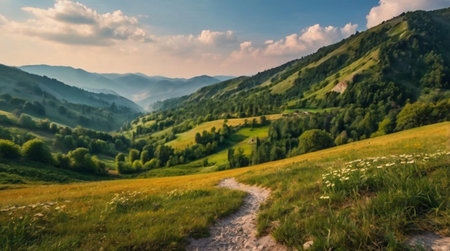 Beautiful summer landscape in the Carpathian Mountains, Ukraine.
