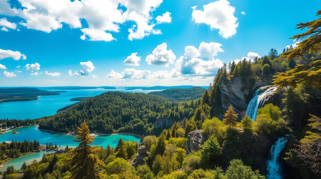 Panoramic view of Plitvice Lakes National Park, Croatiaの写真素材