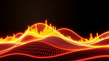 Music wave equalizer background. Audio equalizer technology concept. 3d illustrationの写真素材